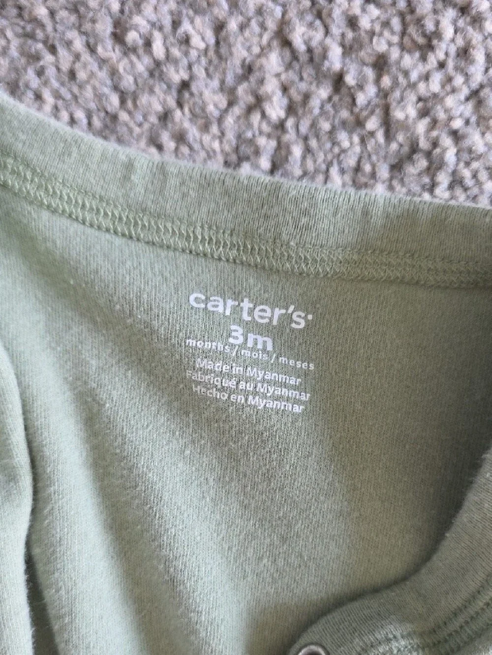 Carter's Sage Green Unicorn Footed Pajama with Pink Accents